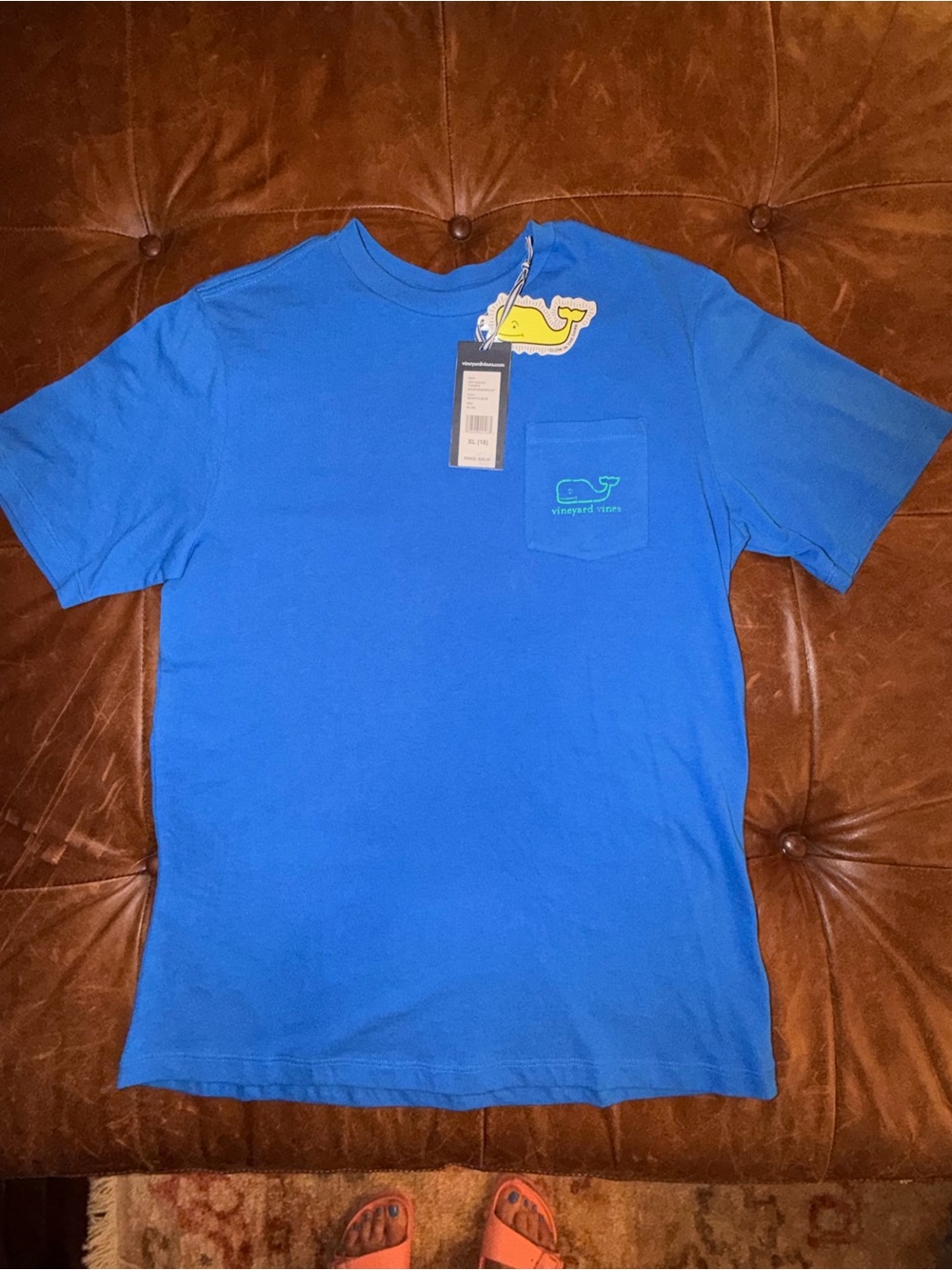 BNWT Vineyard Vines boys 18 Short Sleeve Pocket Tee - Blue shirt-glow in dark!